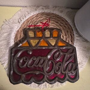 Coca Cola Vintage Lamp Wall Decor or Trivet - Red and Orange